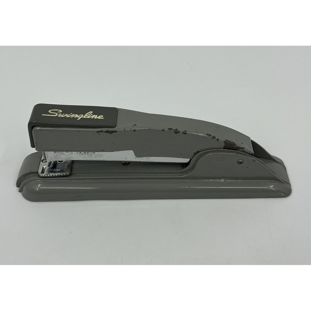 Vintage Swingline Stapler 27 Gray Art Deco MCM Metal Desk Office Heavy Duty